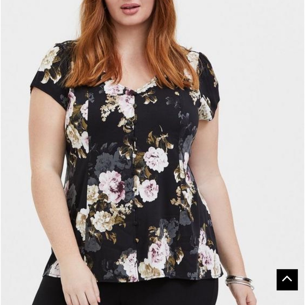 Torrid Stretch Challis Lace-Up Back Top